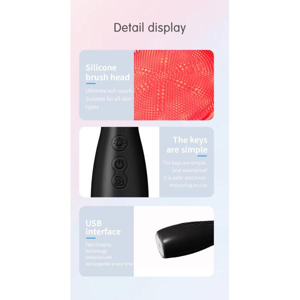 Phototherapy Silicone Sonic Vibrating Face Cleansing Brush For Skin Rejuvenation