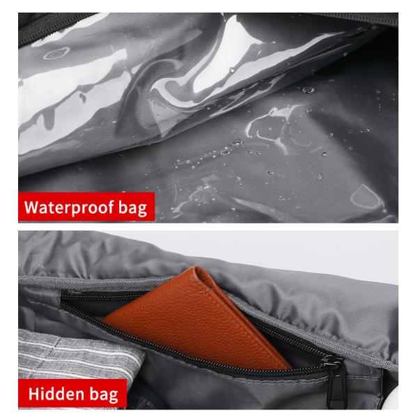 Water Retardant Leather Nylon Workout Duffle Bags Unisex 43cm Length