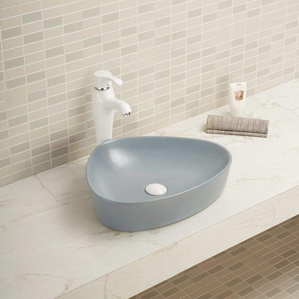 Polished Surface Counter Top Bathroom Sink White And Black Color Triangle Surface