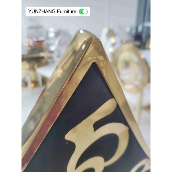 Fancy Gold Wedding chair stackable luxury design white cushion