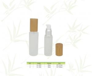 China White cosmetic packaging with bamboo cap, white cosmetic lotion bottle with bamboo cap on sale