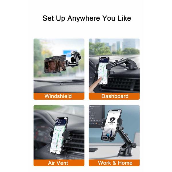 Air Vent Circular Dashboard Mobile Phone Stands Scratch Prevention 70mm Dia