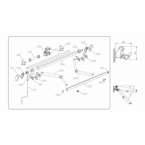 Awning Material Retractable Awning Parts Rate 1:11 Manual Awning Gear Box