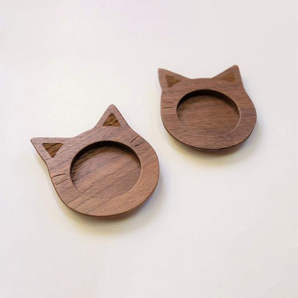 American Style Cat Shape Wooden Coaster Customized Logo Cute Animal Coasters