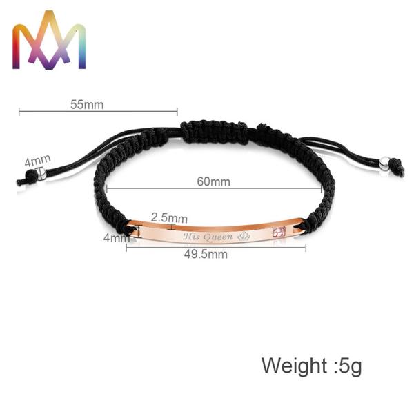 Anti Fatigue Adjustable Letter Name Bracelet 6x45MM For Couple