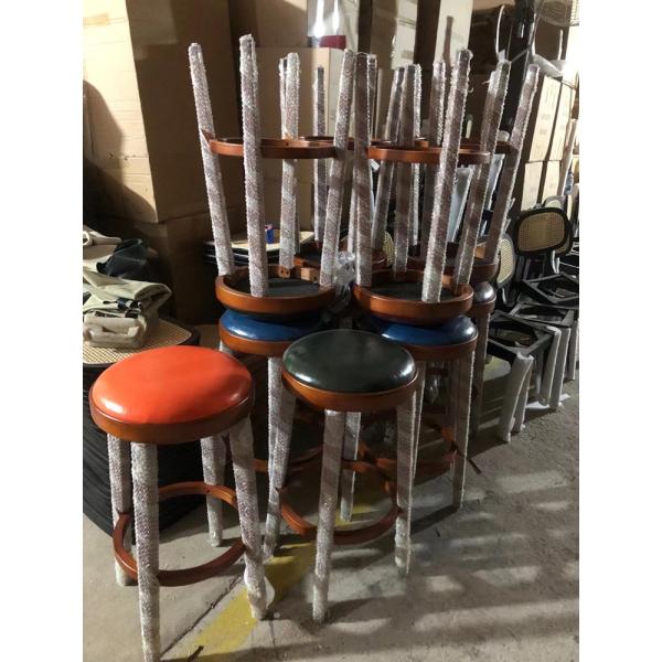 Mid Century Vintage Retro Bar Stools Leather Wine Restaurant Round UK-BS015