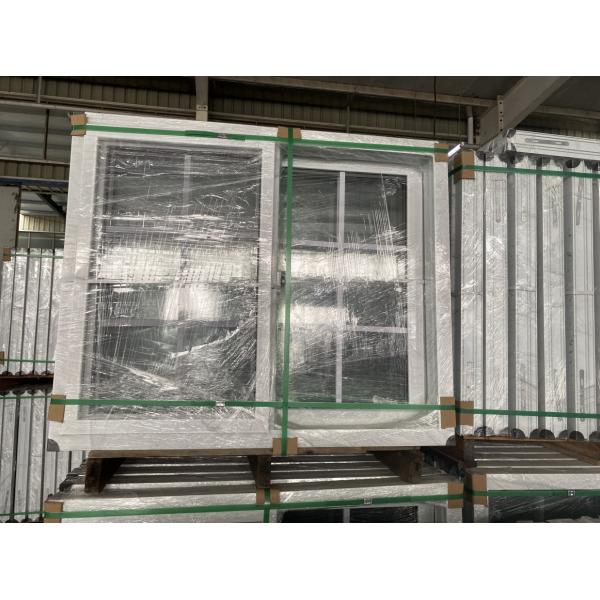 Double Swing Interior Casement Window Door Wood Look UPVC