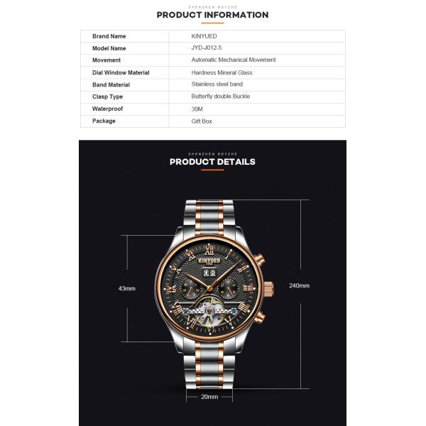 KINYUED In Stock Fancy Watch Tourbillon Power Reserve Watch Automatic Watch Luxury