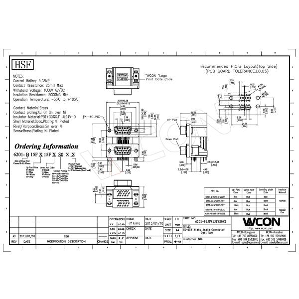Double Layer IO Interface D Sub Connector Lower / Upper Layer Mother D-SUB