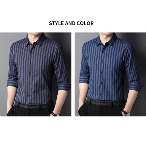 Breathable Dark Blue Long Sleeve Cotton Shirt for Men's Casual Fashion in Autumn 2021