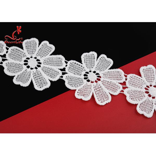 Cheerslife New Arrival 5.3Cm Chemical Guipure Flower Water Soluble Embroidery Milk Yarn White Lace Trim Ribbon