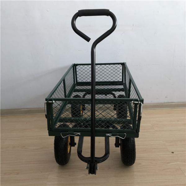Heavy Duty 50L Garden Mesh Cart Yard Steel Mesh Wagon Outdoor With 4 Wheels
