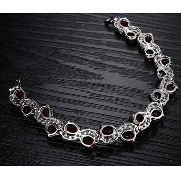 Women Platinum Plated Red Cubic Zirconia Bracelet Wedding Jewelry(JDS924RED)