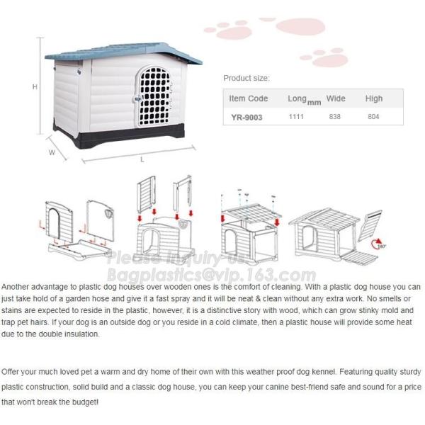 Large Plastic Dog House Outdoor Indoor Doghouse Puppy Shelter Water Resistant Easy Assembly Sturdy Dog Kennel