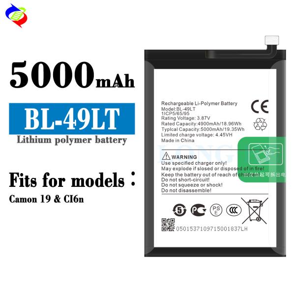 Rechargeable BL-49LT Phone Batteries 5000mAh Replacement Battery For Tecno Camon19/CI6n