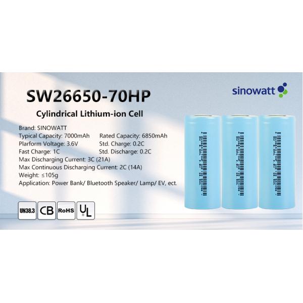 SW26650-70HP High Capacity 26650 7000mAh 3.6V Cylindrical Lithium Ion Battery High Capacity 7Ah 26650 Cell Li Ion Battery 26650