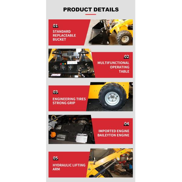 Small Agriculture Machinery Mini Digger Wheel Type Mini Skid Steer with Stratton Engine