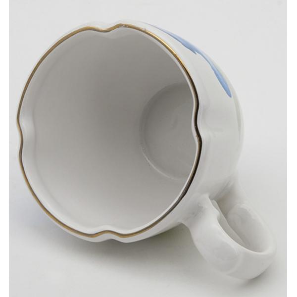 Ceramic Tea Cup And Saucer Set European Style White Stoneware Ceramic Print Coffee Water Mug Cup