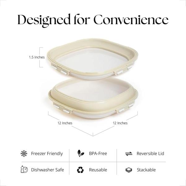 Square Silicone Food Tray BPA Free Reusable Stackable for Kitchen Vegetable Storage