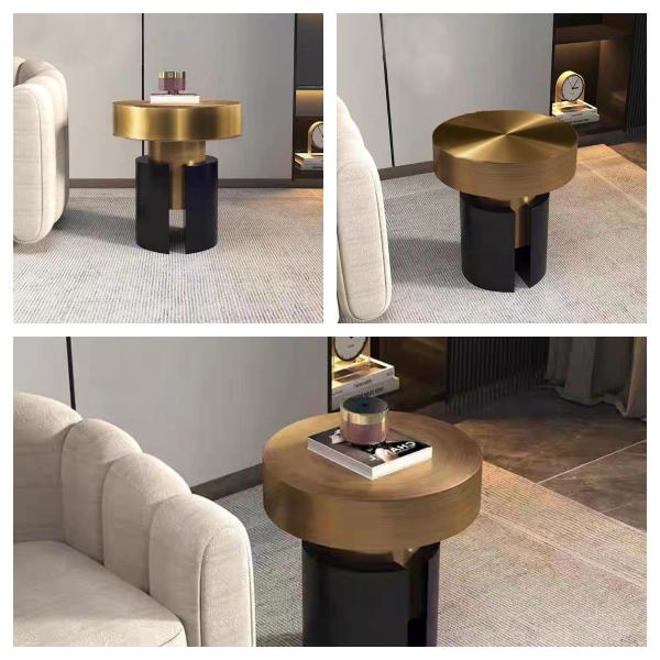 Titanium Noir Side Marble Ceramic Coffee Table Gold Frame Sleek