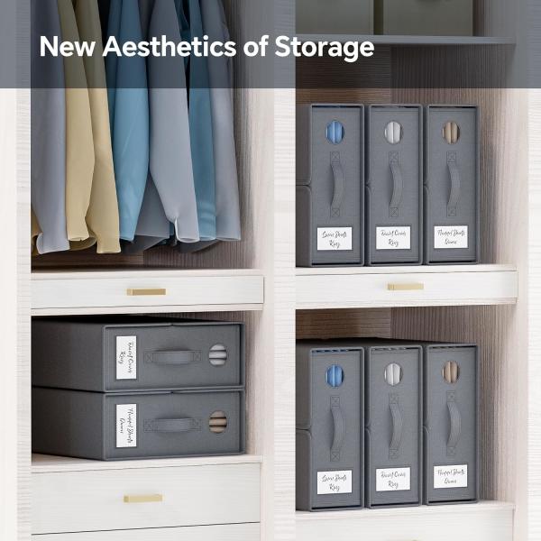 Sheet Organizers And Storage, 4-Pack, Queen/King Size (Grey), Bed Sheet Organizer, Fabric Storage Bins For Bed Sheets,