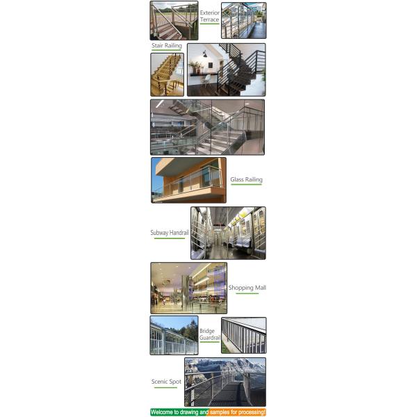 Rotating Staircase Stainless Steel Railing 1000-2000mm Glass Inox 201 304 316 Grade