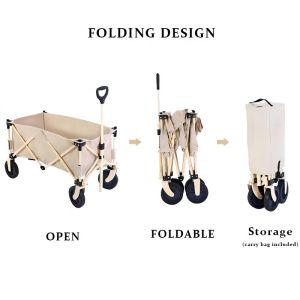 Steel Folding Camping Wagon Cart 130L 60KG Capacity