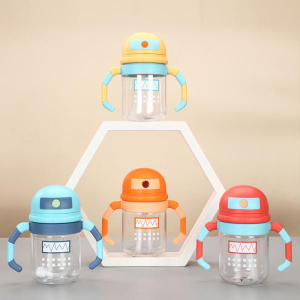 Tritan Material BPA Free Kids Plastic Water Bottle With Straw And Handle