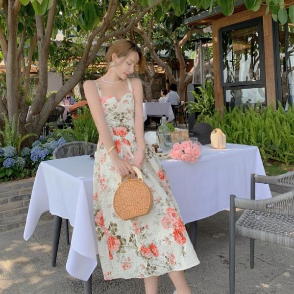 Retro Backless Floral A Line Midi Dress