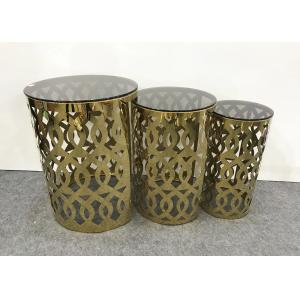 Quality Three Piece Hollow 40cm Gold Plated Coffee Table for sale