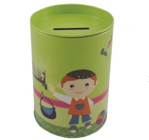 Quality 0.35mm Tinplate Custom Tin Cans Kids Tin Money Box Coin Storage for sale