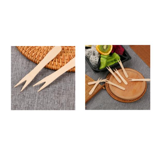85mm Birchwood Compostable Disposable Wooden Utensils Chip Forks Bulk For Fruit Snack