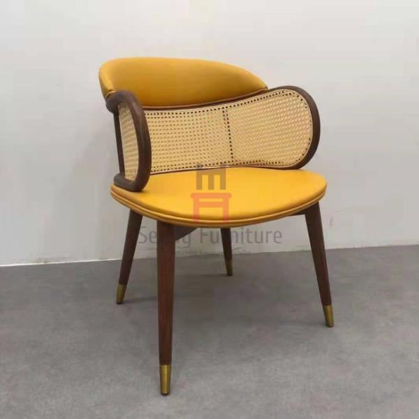 Rattan Canework Backrest Upholstered Dining Chair 0.38cbm