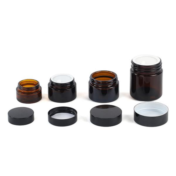 Amber 15ml 50ml Glass Cosmetic Cream Jar With Screw Cap
