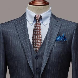 China Woolen Cloth Fabric Handmade Lapel Business Suit Single Breasted Men's Suit 3 Pieces on sale