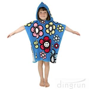 Durable Cartoon Hooded Poncho Towels / Soft Touch Personalised Poncho Towel