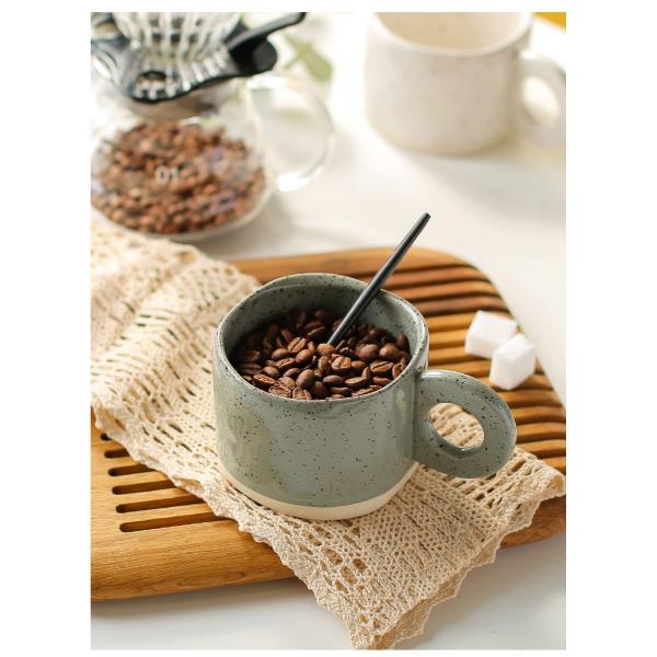 300ML Ceramic Nordic Ring Handle Coffee Mug Speckled Brief Novelty Pattern Milk Tea Cup Breakfast Milk Mug