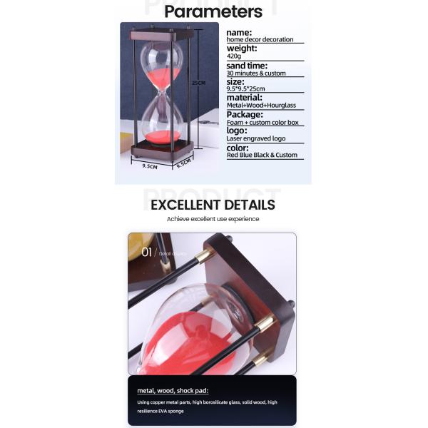 Creative Modern Hourglass Decor Sand Timer 30 Min 5 Min 1 Min
