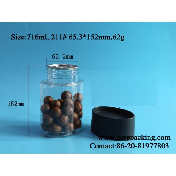 Empty Almond Nuts Biscuits Oval Plastic PET Jar Stackable 716ml
