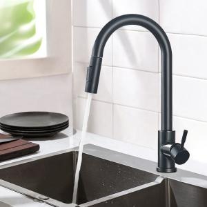 Quality Black Stain Resistance Stainless Steel Kitchen Faucet Laser Logo for sale