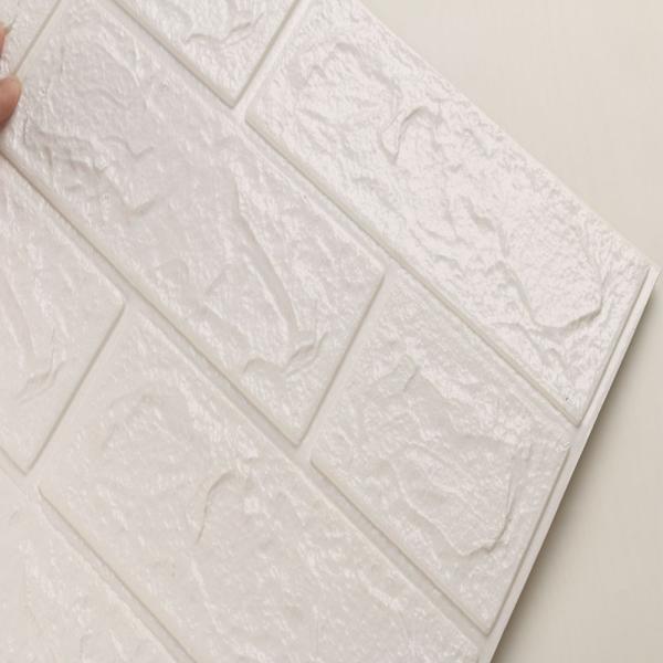 Soft Packages Design Style Waterproof Moistureproof 3D PE Foam Brick Wall Sticker 10mm Thick White Color Wall Decor Wallpaper