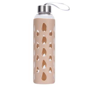 Personlized Single Wall Glass Drinking Bottles Silicone Sleeve 300ml