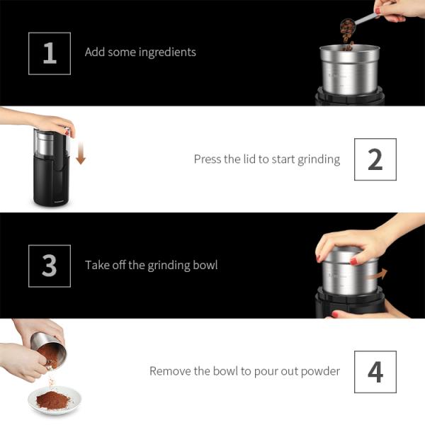 Electric Spice Grinder Machine Multiple Settings Burr Mill Coffee Grinder With 2 cups