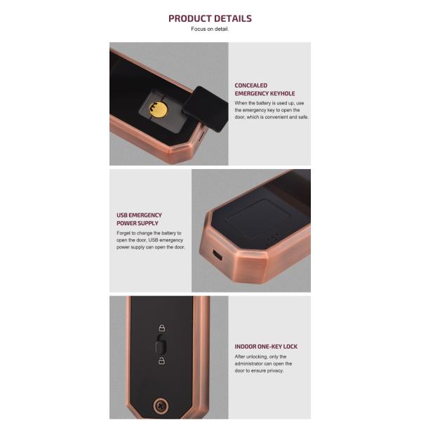 Keyless Entry Smart Wifi Door Lock Keypad APP Control IC Card Wifi Connected Door Lock
