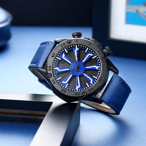 Men's Leather Strap Dial Alloy Quartz Wrist Watches