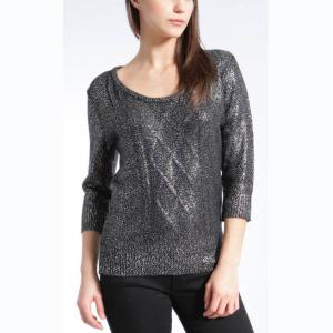 China WOMEN'S 100% ACRYLIC FOIL PRINT CABLE KNITTED SWEATER on sale