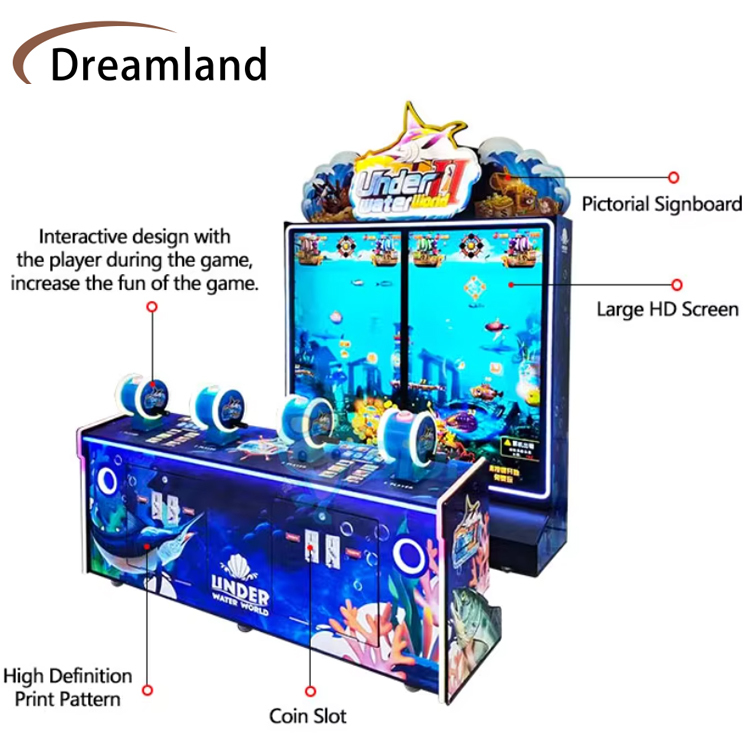 Age 5 Years Coin Pusher Go Fish Ticket Redemption Game Machine Customized Support ODM OEM Coin Operated Fishing Arcade Video Game Machine