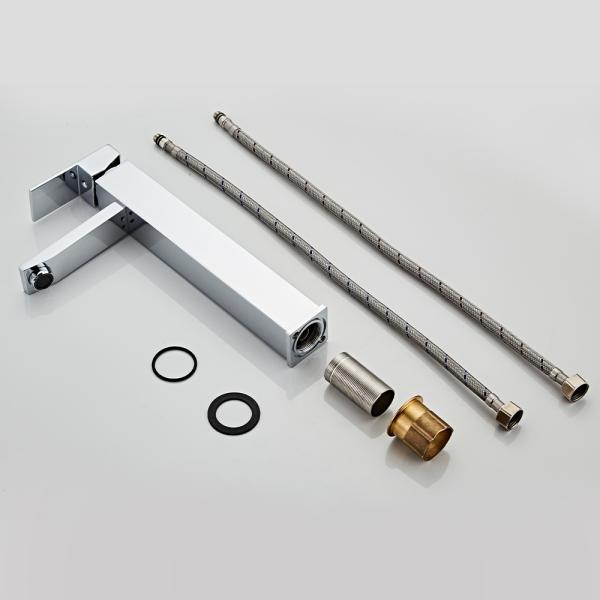 Brass Single Hole Vessel Sink Faucet Square Handle In Chrome