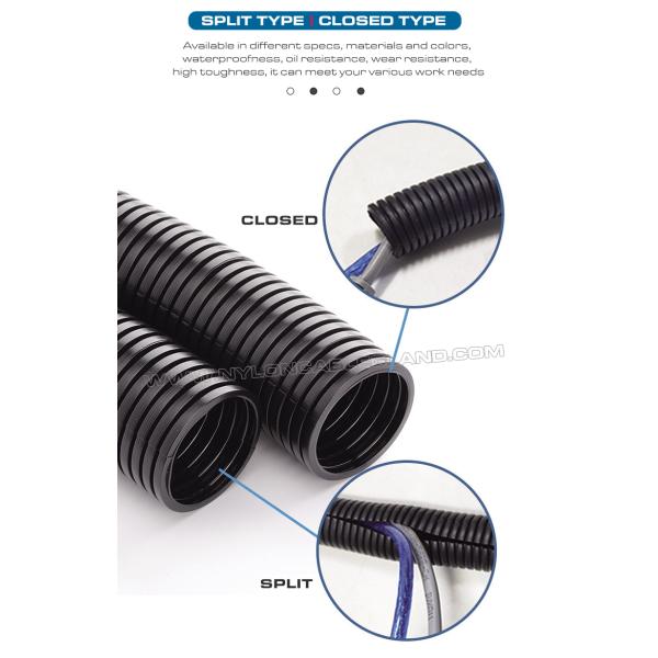 AD15.8 Nylon Black Non-Split Flexible Conduit, 100 Meters Split Electrical Corrugated Tube Hose for Cable Protection