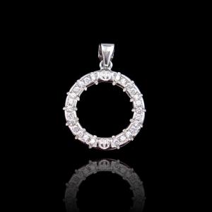 CZ Sterling Silver Round Pendant , Pendant 925 Collections Jewelry